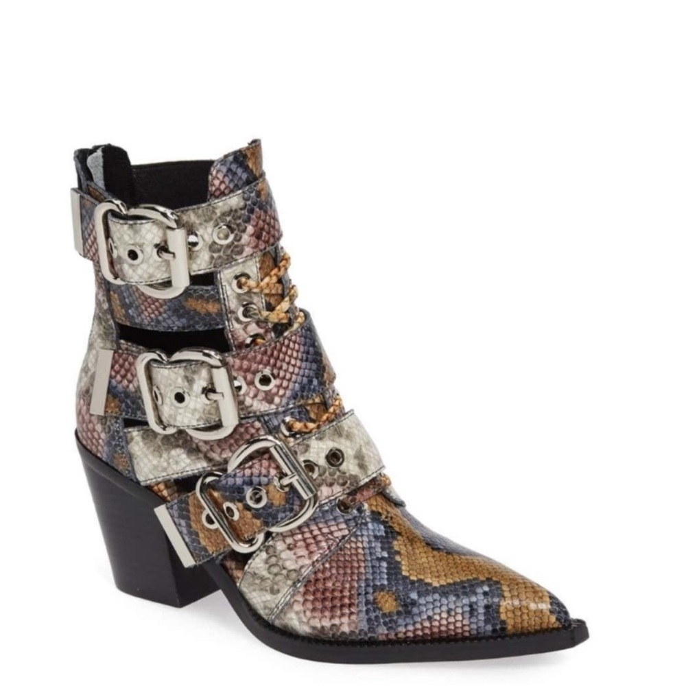 Jeffrey Campbell Caceres Boot Leather Snake Print Women's 6.5